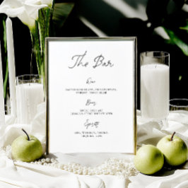 Sinal de Menu de Bar de Casamento Desenhado à Mão