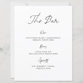 Sinal de Menu de Bar de Casamento Desenhado à Mão 