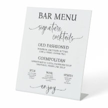 Sinal de Menu de Bar de Casamento em Acrílico