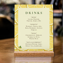 Sinal de Menu de Bebidas de Limão Main Squeeze