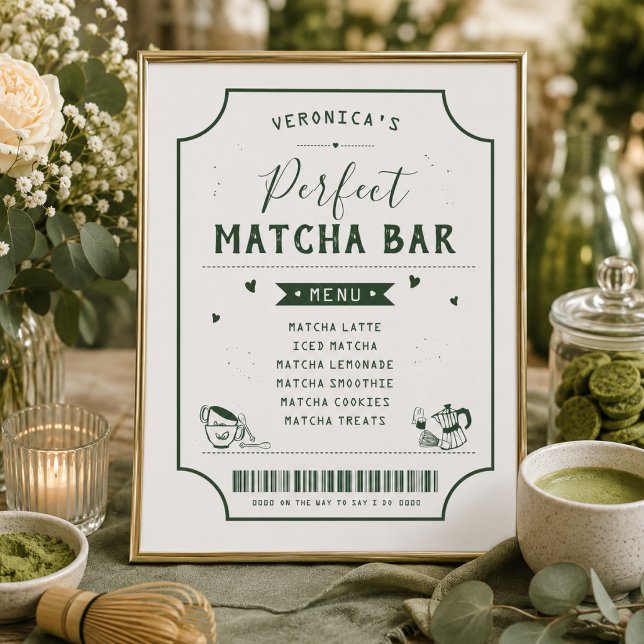 Sinal de Menu de Chá Verde para Chá de Noiva (Criador carregado)