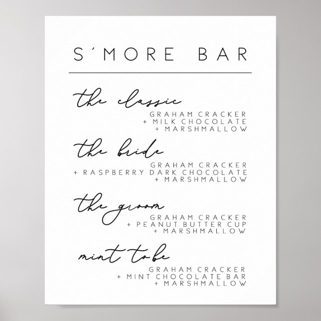 Sinal de Menu de S'more de Casamento, Poster de Re (Frente)