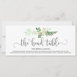 Sinal de mesa de cabeceira de casamento, folhagem 