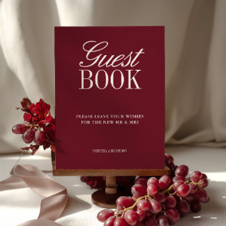 Sinal de Mesa de Casamento Livro de Visitas Burgun