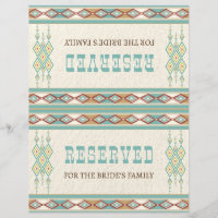 Sinal de mesa de casamento tribal do boho do sul