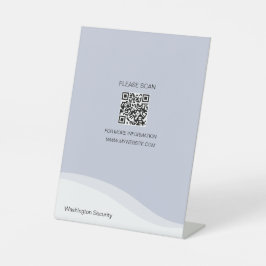 Sinal de mesa de código QR versátil azul claro