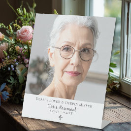 Sinal de Mesa de Funeral com Foto Simples Clássico
