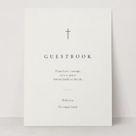 Sinal de Mesa de Livro de Visitas Minimalista Cruz