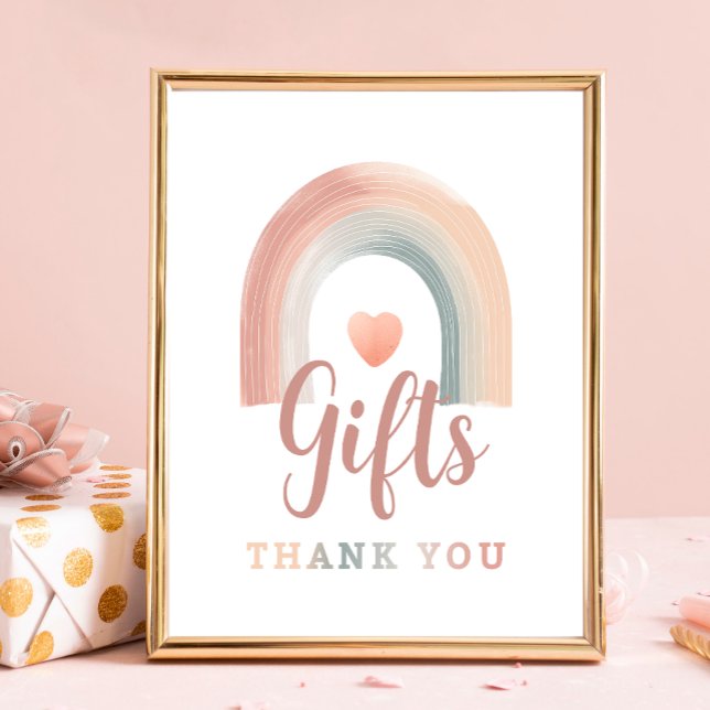 Sinal de Mesa de Presente Boho Arco-íris – T Terra (Gift Table Sign)