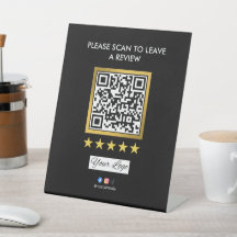 Sinal de Mesa de Revisão de Negócios l Código QR