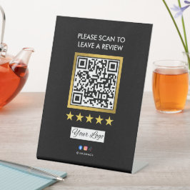 Sinal de Mesa de Revisão de Negócios l Código QR