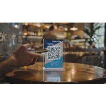 Sinal de mesa de revisão QR personalizado com logo