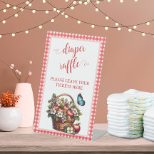 Sinal de Mesa de Rifas de Fraldas de Maçã Floral E