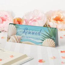Sinal de Mesa de Tenda de Casamento na Praia Tropi