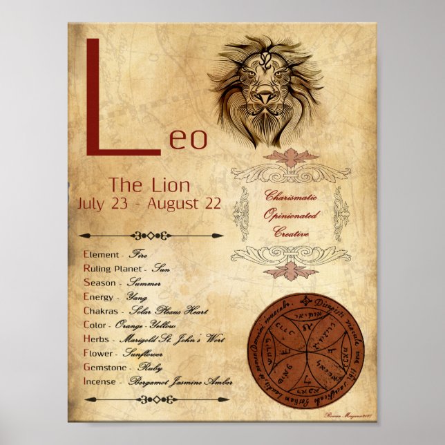 Sinal de Nascimento do LEO ZODIAC POSTER (Frente)
