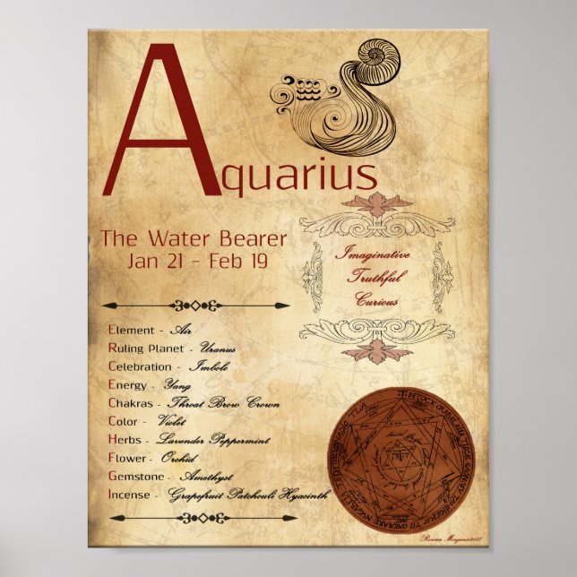 Sinal de Nascimento ZODIAC AQUARIUS POSTER (Frente)