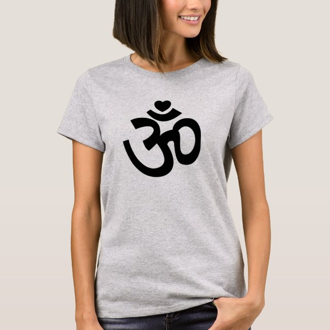 Sinal de Om Cardíaco - Yoga T-Shirt (Frente)