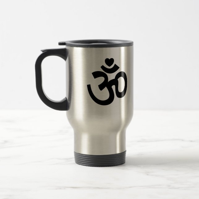 Sinal de Om do Coração - Caneca de viagem de Yoga (Esquerda)