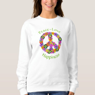 Sinal de paz amor e felicidade em camisa branca