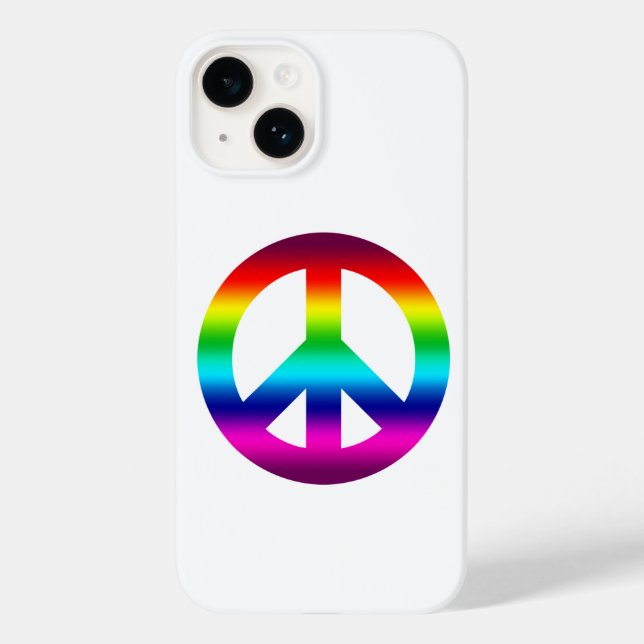 Sinal de paz arco-íris em Hippie Bright em Branco (Verso)
