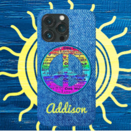 Sinal de Paz de Cores Aquáticas de Denim Azul Esma