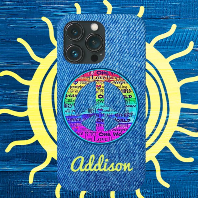 Sinal de Paz de Cores Aquáticas de Denim Azul Esma (Criador carregado)