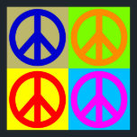 Sinal de paz de Pop de quatro cores Poster<br><div class="desc">Símbolos Populares e Históricos - Trabalho de Pop de Arte Digital com Símbolo de Paz</div>