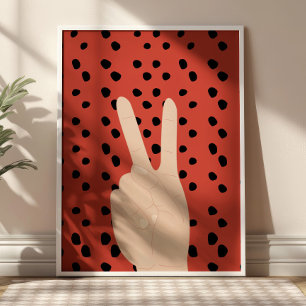 Sinal de Paz em Fundo Pontilhado Vermelho Poster P