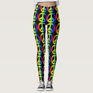 Sinal de Paz Retroativo Leggings Neon