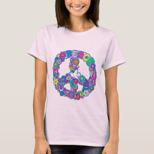 Sinal de paz & t-shirt retros Groovy da pomba