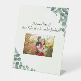 Sinal de pedestal de casamento com fotografia