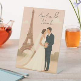 Sinal de pedestal de casamento elegante em Paris c
