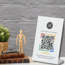 Sinal de pedestal de código QR de revisão do Googl