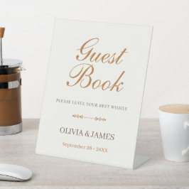 Sinal de pedestal de livro de visitas de casamento