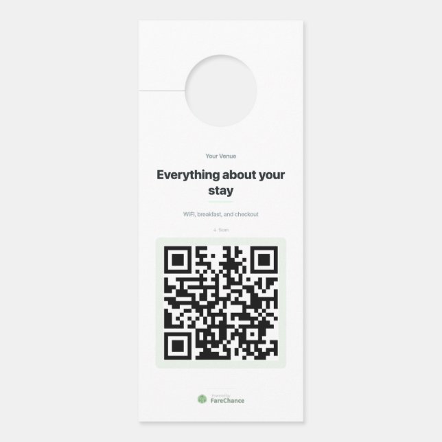 Sinal de Porta com Código QR para Hotéis e Quartos (Frente)