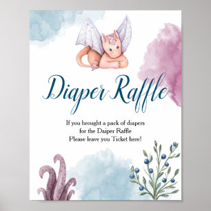 Sinal de Poster Chá de fraldas Raffle da Fralda do