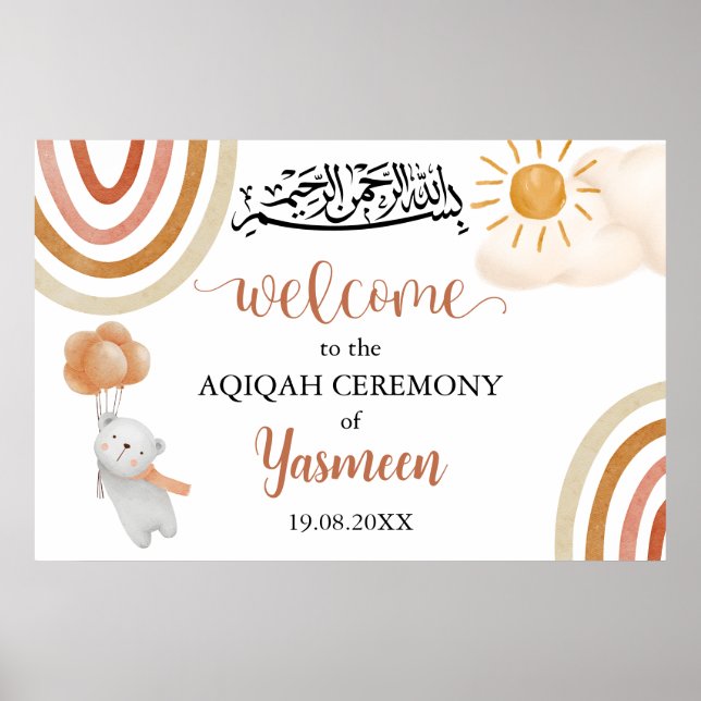 Sinal de Poster de Boas-vindas do Aqiqah Aqeqah In (Frente)