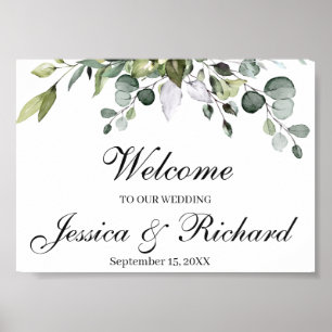 Sinal de Poster de Boas-vindas do Eucalyptus Weddi