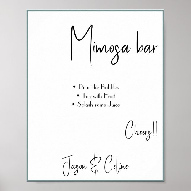 Sinal de Poster de Casamento Mimosa Bar (Frente)