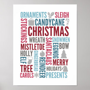 Sinal de Poster de Feriado das Palavras de Natal