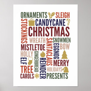 Sinal de Poster de Feriado das Palavras de Natal