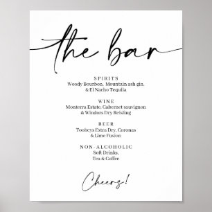 Sinal de Poster de Lista de Bar de Álcool Minimali