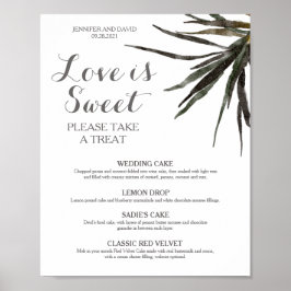 Sinal de Poster de Menu de Sobremesa de Casamento 