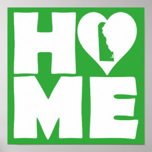 Sinal de Poster do Estado de Delaware Home Heart
