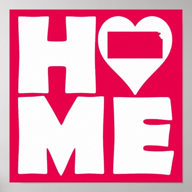 Sinal de Poster do Estado de Kansas Home Heart (Frente)
