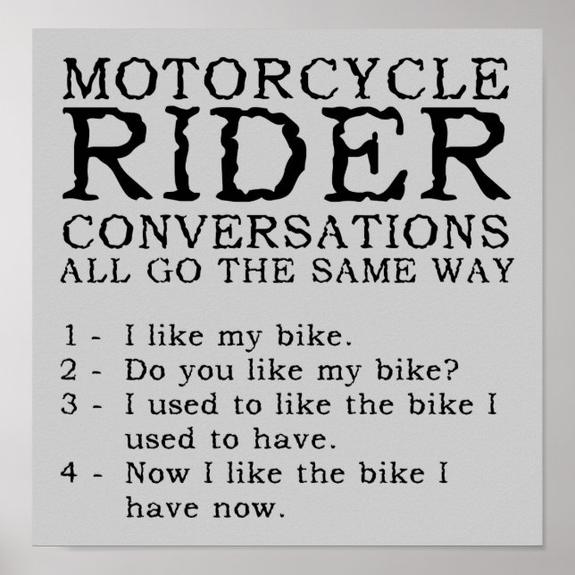 Sinal de Poster engraçado para conversas de motoci (Frente)