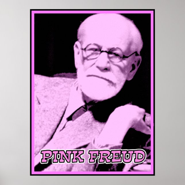 Sinal de Poster Funny Freud Rosa Impressão (Frente)