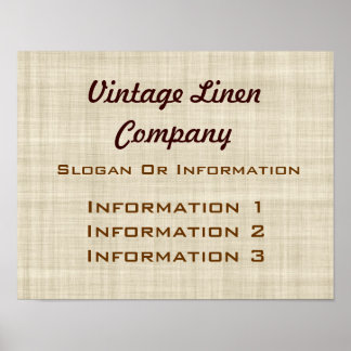 Sinal de Poster Grande de Linho Vintage