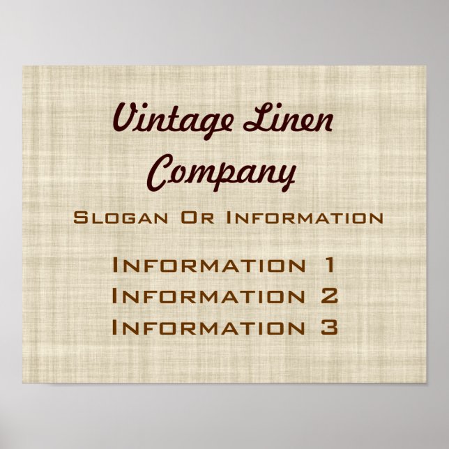 Sinal de Poster Grande de Linho Vintage (Frente)