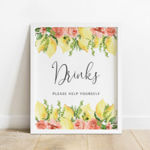 Sinal de Poster para as bebidas de limão com compr